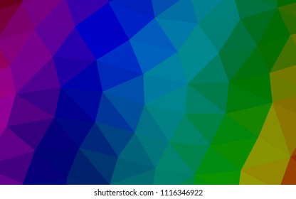 Dark Multicolor, Rainbow vector polygonal polygonal. Shining illustration, which consist of triangles. The textured pattern can be used for background.