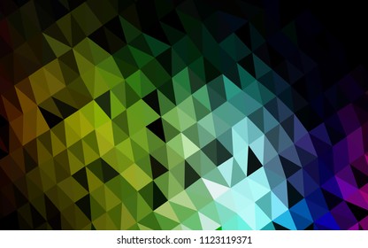 Dark Multicolor, Rainbow vector polygonal template. A sample with polygonal shapes. The best triangular design for your business.