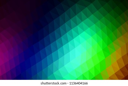 Dark Multicolor, Rainbow vector polygonal background. Shining colored illustration in a Brand new style. The textured pattern can be used for background.