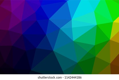 Dark Multicolor, Rainbow vector polygonal template. A vague abstract illustration with gradient. Triangular pattern for your business design.