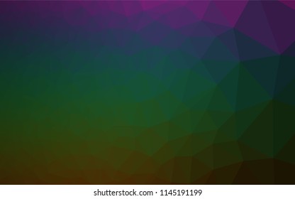 Dark Multicolor, Rainbow vector polygonal background. Glitter abstract illustration with an elegant design. Brand new design for your business.