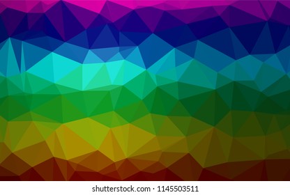 Dark Multicolor, Rainbow vector polygonal pattern. An elegant bright illustration with gradient. Brand new style for your business design.
