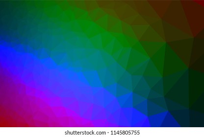 Dark Multicolor, Rainbow vector polygonal template. A sample with polygonal shapes. Brand new design for your business.