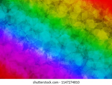Dark Multicolor, Rainbow vector polygonal background. A vague abstract illustration with gradient. hexagonal pattern for your business design.