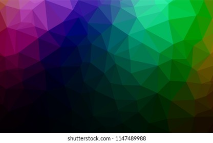 Dark Multicolor, Rainbow vector polygonal template. Colorful illustration in abstract style with gradient. The template can be used as a background for cell phones.