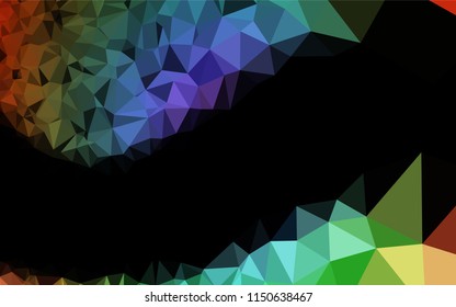 Dark Multicolor, Rainbow vector polygonal background. Creative geometric illustration in Origami style with gradient. The elegant pattern can be used as part of a brand book.