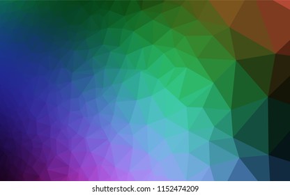 Dark Multicolor, Rainbow vector polygonal background. A completely new color illustration in a vague style. The textured pattern can be used for background.