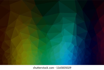 Dark Multicolor, Rainbow vector polygonal pattern. Glitter abstract illustration with an elegant design. Brand new style for your business design.