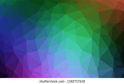 Dark Multicolor, Rainbow vector polygonal background. Shining illustration, which consist of triangles. The textured pattern can be used for background.