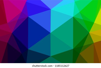 Dark Multicolor, Rainbow vector polygonal background. A vague abstract illustration with gradient. A new texture for your design.