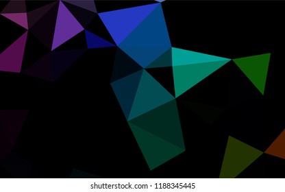 Dark Multicolor, Rainbow vector polygonal template. Triangular geometric sample with gradient.  The template can be used as a background for cell phones.