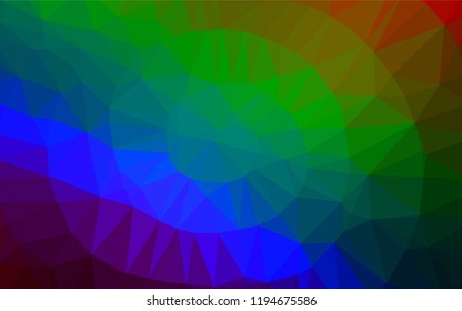 Dark Multicolor, Rainbow vector polygonal background. Shining illustration, which consist of triangles. The polygonal design can be used for your web site.