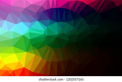 Dark Multicolor, Rainbow vector polygonal background. Shining illustration, which consist of triangles. A new texture for your design.
