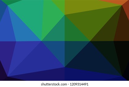 Dark Multicolor, Rainbow vector polygonal template. Shining illustration, which consist of triangles. Brand new design for your business.