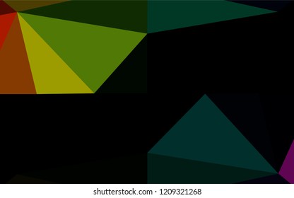 Dark Multicolor, Rainbow vector polygonal pattern. Creative geometric illustration in Origami style with gradient. A new texture for your design.