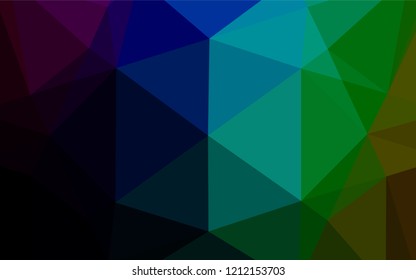 Dark Multicolor, Rainbow vector polygonal pattern. Geometric illustration in Origami style with gradient.  The best triangular design for your business.