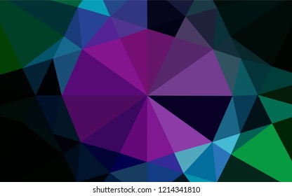 Dark Multicolor, Rainbow vector polygonal pattern. Shining colored illustration in a Brand new style. A completely new design for your business.