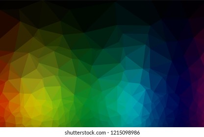 Dark Multicolor, Rainbow vector polygonal background. A vague abstract illustration with gradient. A new texture for your design.