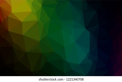 Dark Multicolor, Rainbow vector polygonal template. Geometric illustration in Origami style with gradient.  The polygonal design can be used for your web site.