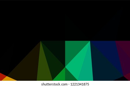 Dark Multicolor, Rainbow vector polygonal template. Geometric illustration in Origami style with gradient.  Triangular pattern for your business design.