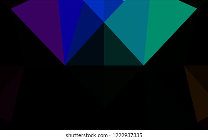 Dark Multicolor, Rainbow vector polygonal background. A sample with polygonal shapes. Triangular pattern for your business design.