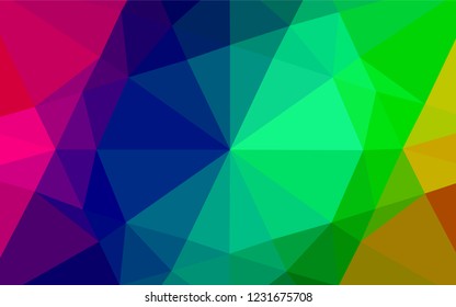 Dark Multicolor, Rainbow vector polygonal background. An elegant bright illustration with gradient. The best triangular design for your business.