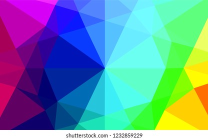 Dark Multicolor, Rainbow vector polygonal pattern. Shining colored illustration in a Brand new style. The best triangular design for your business.