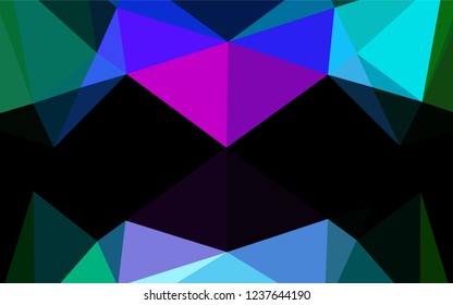 Dark Multicolor, Rainbow vector polygonal pattern. Shining illustration, which consist of triangles. The best triangular design for your business.
