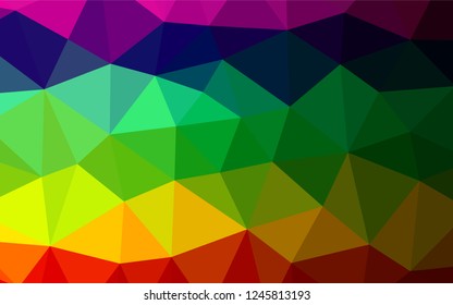 Dark Multicolor, Rainbow vector polygonal pattern. Shining colored illustration in a Brand new style. The textured pattern can be used for background.