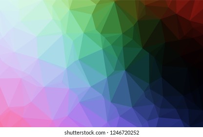 Dark Multicolor, Rainbow vector polygonal background. Brand new colored illustration in blurry style with gradient. Triangular pattern for your business design.
