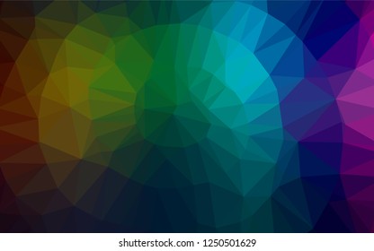 Dark Multicolor, Rainbow vector polygonal background. An elegant bright illustration with gradient. The template can be used as a background for cell phones.