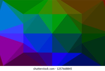 Dark Multicolor, Rainbow vector polygonal background. A completely new color illustration in a vague style. Brand new style for your business design.