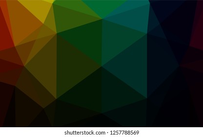 Dark Multicolor, Rainbow vector polygonal template. A vague abstract illustration with gradient. Triangular pattern for your business design.