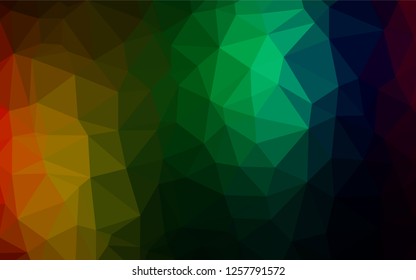 Dark Multicolor, Rainbow vector polygonal background. Shining illustration, which consist of triangles. The best triangular design for your business.