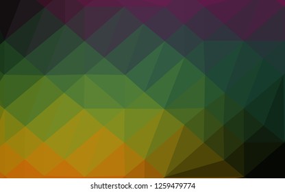 Dark Multicolor, Rainbow vector polygonal pattern. Triangular geometric sample with gradient.  Template for a cell phone background.