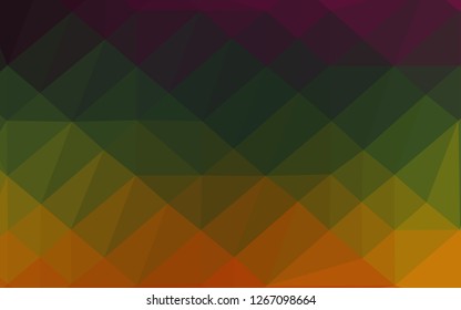 Dark Multicolor, Rainbow vector polygonal background. Colorful illustration in Origami style with gradient.  Brand new design for your business.