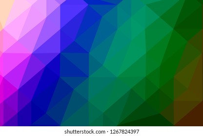 Dark Multicolor, Rainbow vector polygonal template. A sample with polygonal shapes. Textured pattern for background.