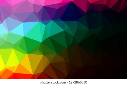 Dark Multicolor, Rainbow vector polygonal template. A vague abstract illustration with gradient. Brand new design for your business.