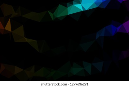 Dark Multicolor, Rainbow vector polygonal template. Colorful illustration in abstract style with gradient. Template for a cell phone background.