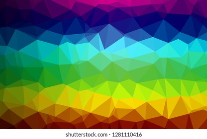 Dark Multicolor, Rainbow vector polygonal background. Shining colored illustration in a Brand new style. Completely new template for your business design.