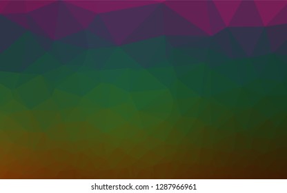 Dark Multicolor, Rainbow vector polygonal background. A vague abstract illustration with gradient. The best triangular design for your business.