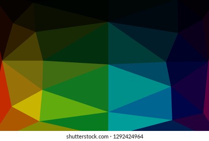 Dark Multicolor, Rainbow vector polygonal pattern. A sample with polygonal shapes. Triangular pattern for your business design.