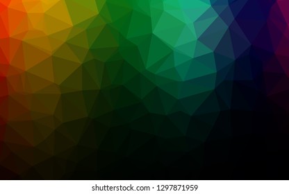 Dark Multicolor, Rainbow vector polygonal pattern. Triangular geometric sample with gradient.  Triangular pattern for your business design.