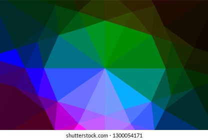 Dark Multicolor, Rainbow vector polygonal pattern. Brand new colored illustration in blurry style with gradient. A new texture for your design.