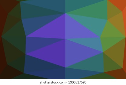 Dark Multicolor, Rainbow vector polygonal template. Geometric illustration in Origami style with gradient. Polygonal design for your web site.