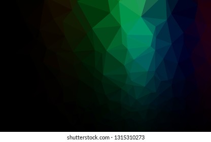 Dark Multicolor, Rainbow vector polygonal background. Shining colored illustration in a Brand new style. Brand new design for your business.