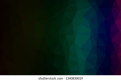 Dark Multicolor, Rainbow vector polygonal background. Geometric illustration in Origami style with gradient. Textured pattern for background.