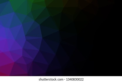 Dark Multicolor, Rainbow vector polygonal template. Colorful abstract illustration with gradient. Brand new style for your business design.