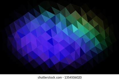 Dark Multicolor, Rainbow vector polygonal pattern. Glitter abstract illustration with an elegant design. Triangular pattern for your business design.