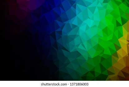 Dark Multicolor, Rainbow vector polygonal pattern. A sample with polygonal shapes. Brand new style for your business design.